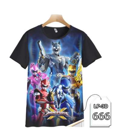Kaos Miniforce Anak Printing 3D Kaos Kartun TV Series #LP3D-666 11-12 tahun