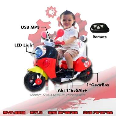 motor aki anak scoopy remote motif mickey mouse mp3 led mvp3012