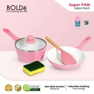 BOLDe Sakura Peach Pan Set 5 Pcs Anti Lengket - PINK