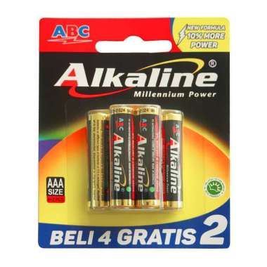ABC Alkaline Baterai AAA / A3 LR03 Isi 4 GRATIS 2
