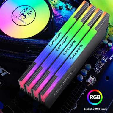 HEATSINK RAM RGB COOLMOON ARGB COOLER SHELL ALUMINUM DESKTOP MEMORY 5V Abu-abu