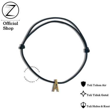 Zafa Gelang Tali Huruf Pria Wanita Simpel Nama Inisial Tahan Air Custom Simple - Slide E