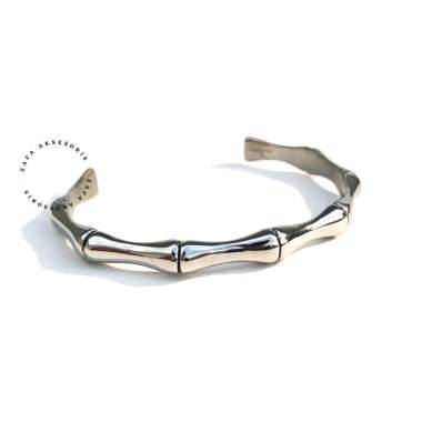 Zafa Gelang Titanium Pria Wanita Anti Karat Adjustable - Costa Bangle Silver