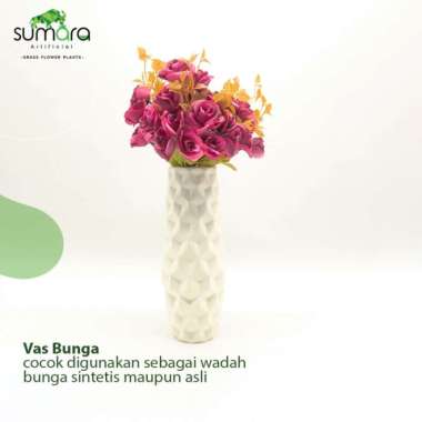 Pot Bunga / Vas Bunga Minimalis (Tanpa Bunga) - Putih Putih