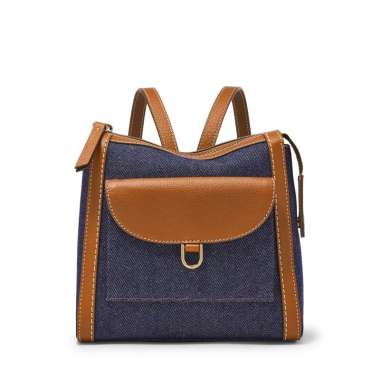 Fossil Parker Mini Backpack Saddle Denim Leather Tas Wanita-ZB1922-423