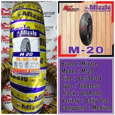 Ban Motor Mizzle M20 Ring 14 Tubeless (Pilih Ukuran) - 70/90-14 80/90-14