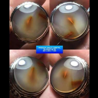 Akik Cincin Batu Kristal Motif Gambar Anggur Yakut Kuning Emas Antik