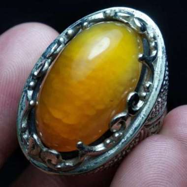 Akik Cincin Batu Pandan Semu Nanas Kapas Sutra Merah Lumut Oli Antik19