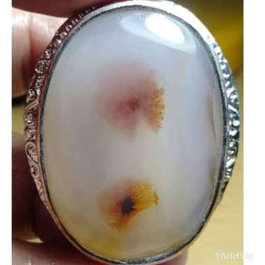Cincin Akik Batu Motif Gambar Mata Bunga Teratai Antik