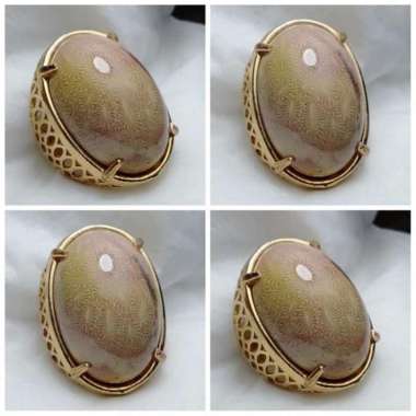 Cincin Akik Batu Motif Gambar Bunga Teratai Tawon Antik 13
