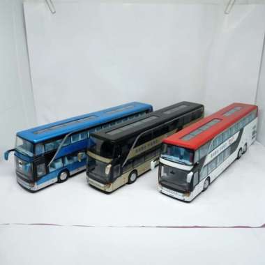 Miniatur Diecast Bus Double Decker Mobil Mobilan Besi Bisa Mainan Anak Multicolor