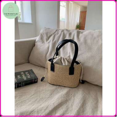 Tas Selempang Wanita Tas Cewek Slingbag Straw Bag GC 8700 Original Import Black