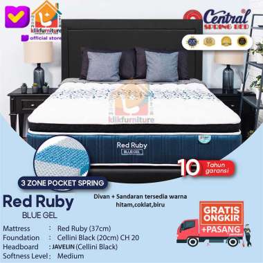 (1 set) Red Ruby 3 Zone Pocket BLUEGEL Hb Javelin Central Springbed Set 160x200cm
