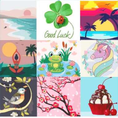 Paint By Number Children Canvas Painting / Set Kanvas Lukis Anak Multicolor