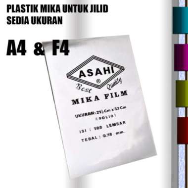 Mika Plastik Jilid / Mika Film Asahi F4 / A4 0.10Mm Bening /Pak Multicolor