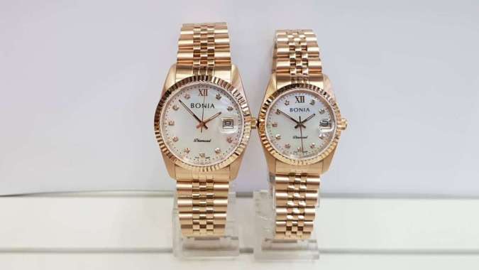 Bonia BNB10552 Diamond Jam Tangan Stainless Steel Wanita Rose White