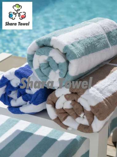 Pool Towel / Handuk Mandi Renang Hotel Besar Jumbo Salur Stripe Warna Warni 85x150cm 650gr 20/2