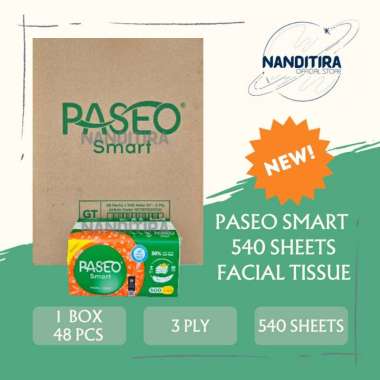 Paseo Smart Facial Tissue 540 Sheets 3 Ply [1 Karton isi 48 Pcs]