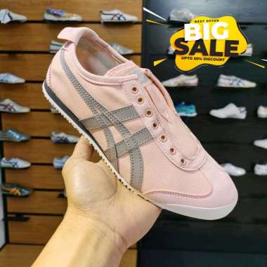 Promo Sepatu Onitsuka Tiger Original Slip On Pink Grey 38 Diskon