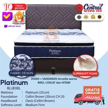 (1 set) Platinum Pillow Top With Bluegel Hb Oasis Central Springbed Set 180x200cm