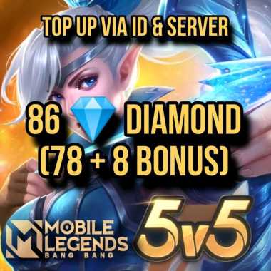 Diamond Mobile Legends 86 Diamonds DM ML MLBB Event Voucher Game Top Up Via ID