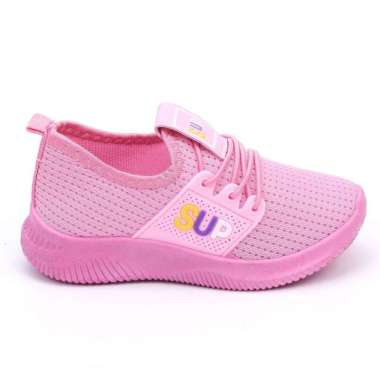 Sepatu Sneakers Anak Anak Sup Motif Terbaru Shoes Trend Supreme L518 34 Pink