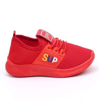 Sepatu Sneakers Anak Anak Sup Motif Terbaru Shoes Trend Supreme L518 34 Merah