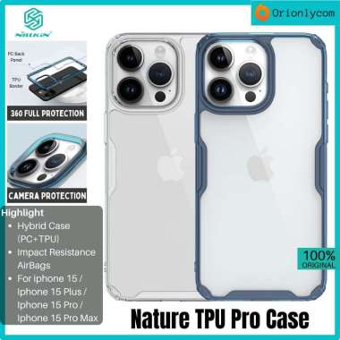 Case Iphone 15/Plus/Pro/Pro Max NILLKIN Nature Pro Hybrid Casing Iphone 15 Pro Max Blue