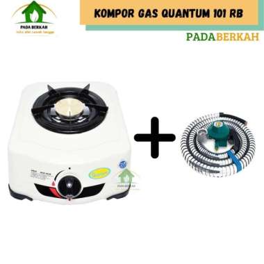 Kompor Gas Quantum 1 Tungku Putih QGC 101 RB Dan Selang QRL 032 Kompor + Selang