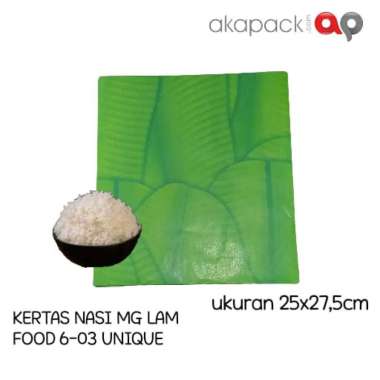 [100 Pcs] Kertas Nasi MG Laminasi FOOD6-03 | Kertas Nasi Motif Hijau Daun