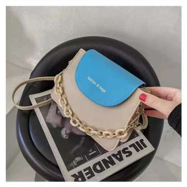 TAS SELEMPANG WANITA BAHAN PU FASHION & BAG/SHOULDER/BAHU/IMPOR/VIRAL BIRU2