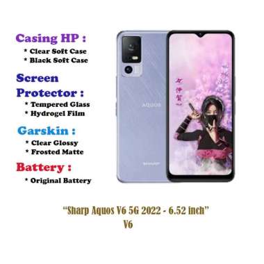 Sharp Aquos V6 5G 2022 - 6.52 inch - Case - Screen Protector - Battery - Dll Black Soft Case