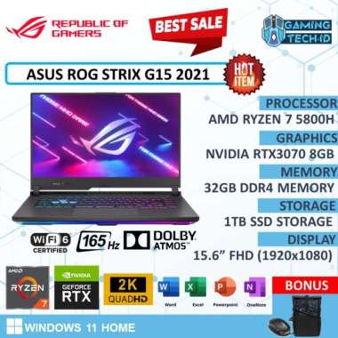 PROMO TERLARIS Laptop Gaming Asus Rog Strix Ryzen 9 5900 RTX3070 32GB