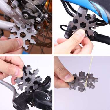 Kunci Salju 18 in 1 Gantungan Kunci Multifungsi Snowflake Multi Tools