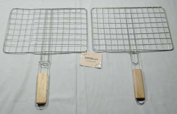 PANGGANGAN BESI PANGGANG PEMANGGANG BAKARAN AYAM IKAN SOSIS CEPIT BESAR KAYU PIPIH