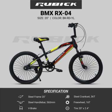Sepeda bmx 20 inch anak rubick by united bisa buat anak 6 tahun ke atas sni new HITAM MERAH