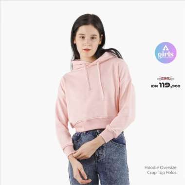 Aerostreet Hoodie Oversize Crop Top Polos Cerah Woman KBD01 XL PEACH