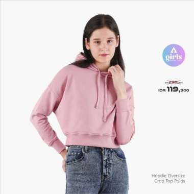 Aerostreet Hoodie Oversize Crop Top Polos Cerah Woman KBD01 M DUSTY PINK