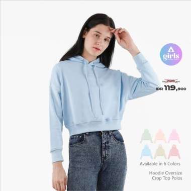 Aerostreet Hoodie Oversize Crop Top Polos Cerah Woman KBD01 M BABY BLUE