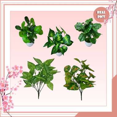 UNICO Tanaman Hias Daun Plastik Artificial Tangkai Daun Ornamen Dekorasi Rumah Tanaman Tangkai Hias