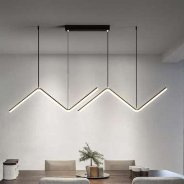 Lampu Dapur Meja Gantung Hias Nordic Zig-Zag Dimmable 3 in 1 Color Lampu Gantung Hias Nordic Minimal