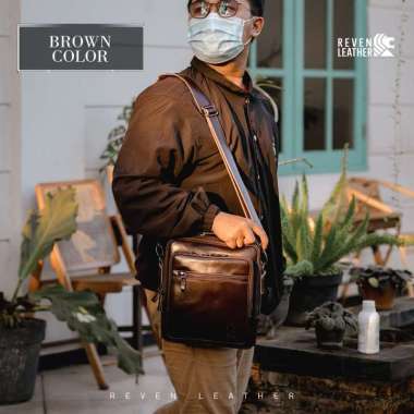 GST Tas Selempang Pria Kulit Asli Original Sling Bag Soren Untuk Kerja Kantor Multifungsi Bahan Kuli