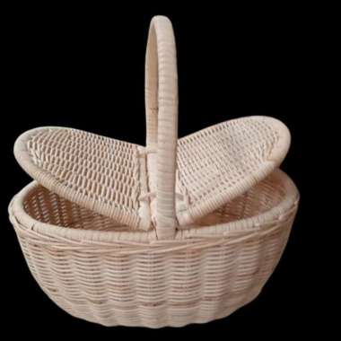 Keranjang Rotan Piknik Oval|Keranjang Makanan |Tempat Seserahan Rotan