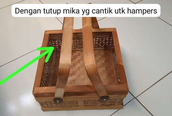 Keranjang Rotan Kotak+Tutup Mika Parsel|Kotak Hampers|Kotak Seserahan