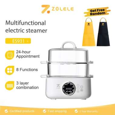 ZOLELE ES931 Panci Kukus Listrik Multifungsi Electric Steamer 3-Layer Multifunctional Food Electric 