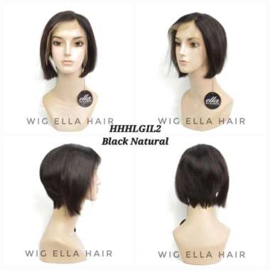 Wig Rambut Asli atau Human Hair Wig ella HHHLGIL2 Black Natural