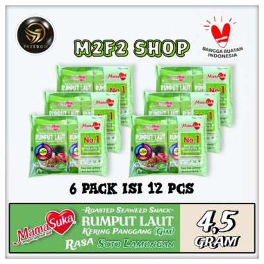 MamaSuka Snack Rumput Laut Panggang Rasa Soto Lamongan - 4,5 gr (Kemasan 6 Pack)