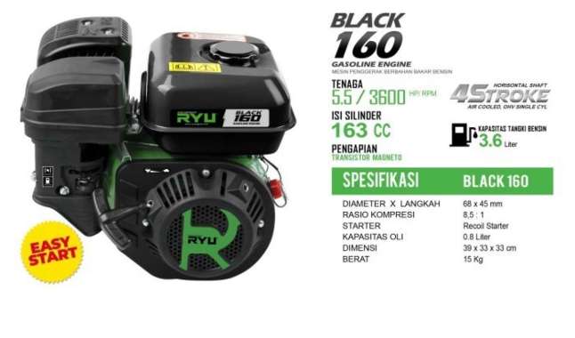 MESIN PENGGERAK/GASOLINE ENGINE BLACK160 - RYU