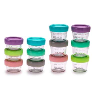 Melii Baby Glass Food Container 6pcs-2oz, 6pcs-4oz - toples kaca tempat penyimpanan makanan