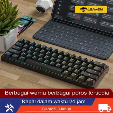 LEAVEN K620 keyboard mechanical tkl rgb murah type-c wired blue switch red switch hotswap mechanical